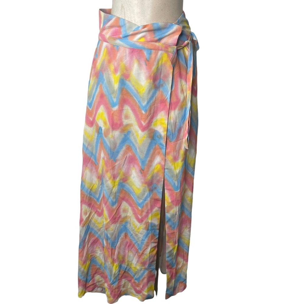 NWT M Missoni Women's Zig Zag Beach Wrap Skirt Multicolor Viscose Size 40